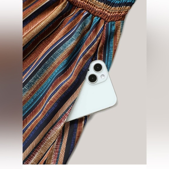 BloomChic Striped Contrast Dolman Sleeve Shirred Pocket Split Flutter Dress 2XL - Picture 5 of 7